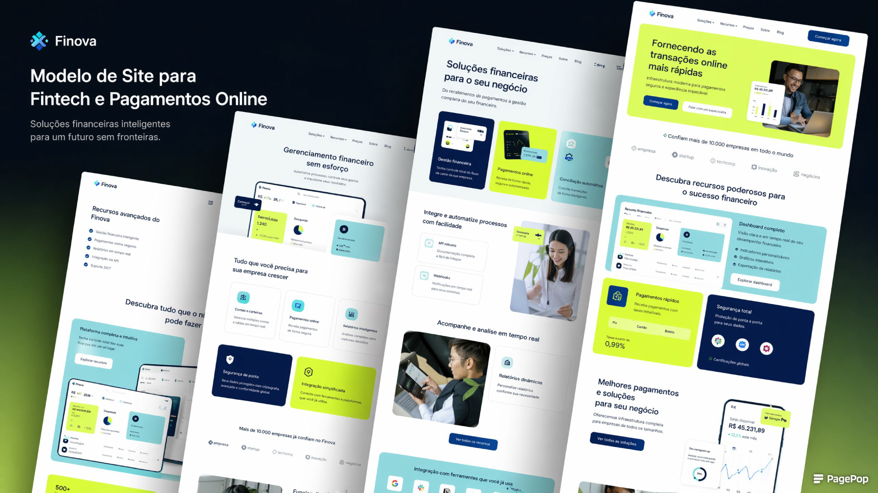 Criação de site institucional responsivo e veloz para Fintech Global - Front Design
